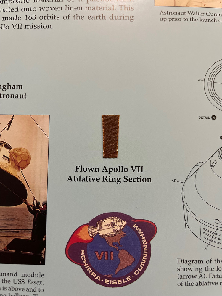 APOLLO 7 FLOWN ABLATIVE RING SECTION MATERIAL RELIC PRESENTATION