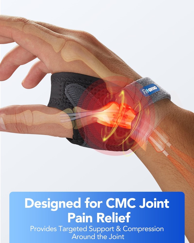 CMC Thumb Brace with Shape-memory Restriction Splint for Medium, Black