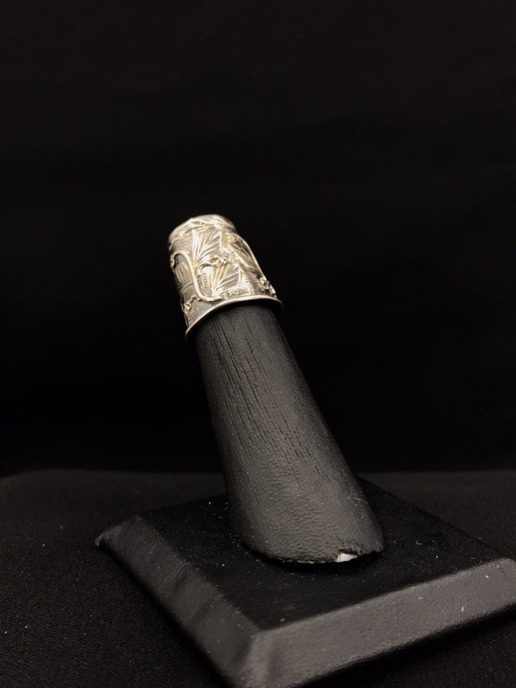 Sterling Silver Thimble Botanical Pattern