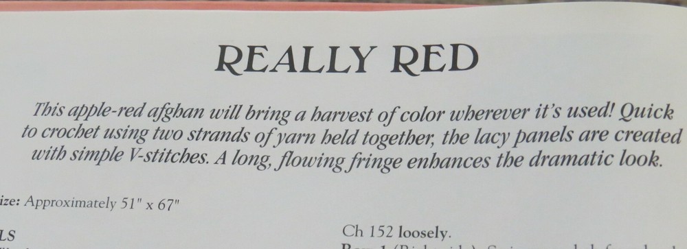 Really Red, afghan; (#4061-50) vintage crochet pattern