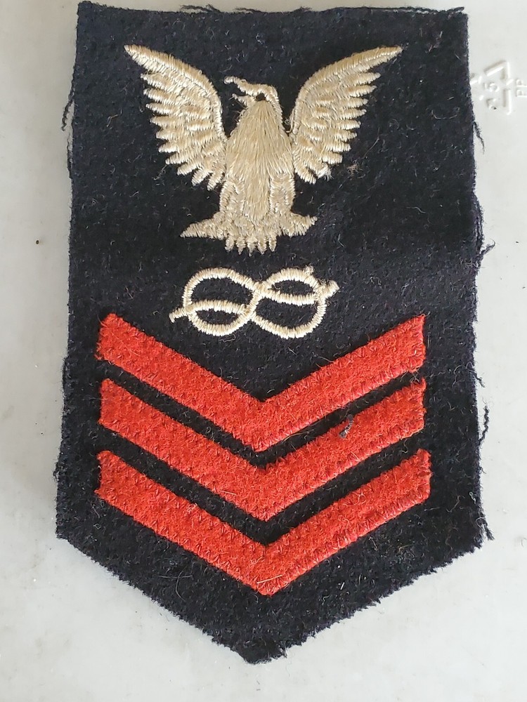 1950s USN Navy 1st Class Rope WAVE size Wool Rate Chevron Patch L@@K!!!