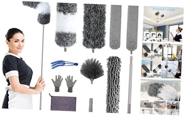 Microfiber Feather Duster with Extension Pole 30 to 100 inches,