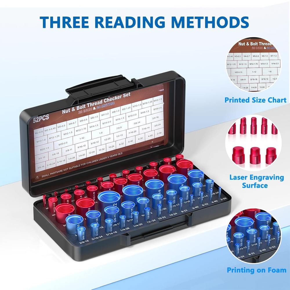 52PCS Thread Checker, Nut and Bolt Checker Kit in...