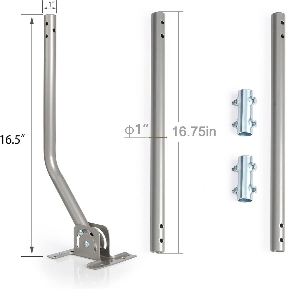 Universal Adjustable Mounting Pole for Antennas - 1" Diameter, Easy Install