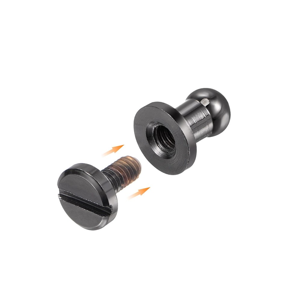 5 Set 4mm Solid Brass Round Head Lock Screw Rivets Pin Fixing, Black