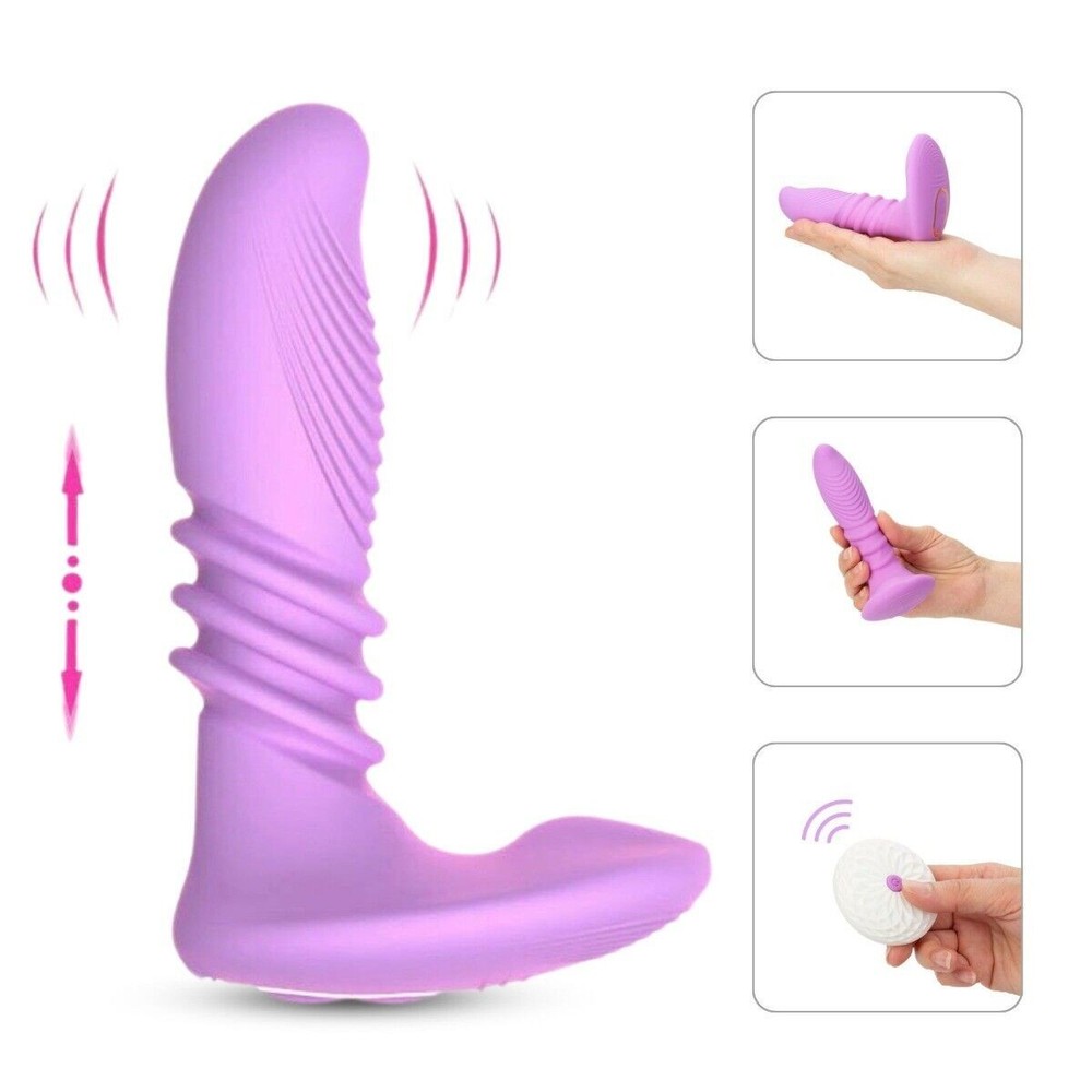 Wearable Remote Control Vibrating Thrusting Stroking Clit G-spot Vibrator Dildo