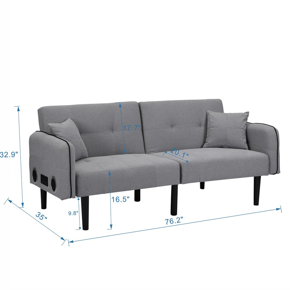 Folding Ottoman Sofa Bed with stereo (Gray)|Gray