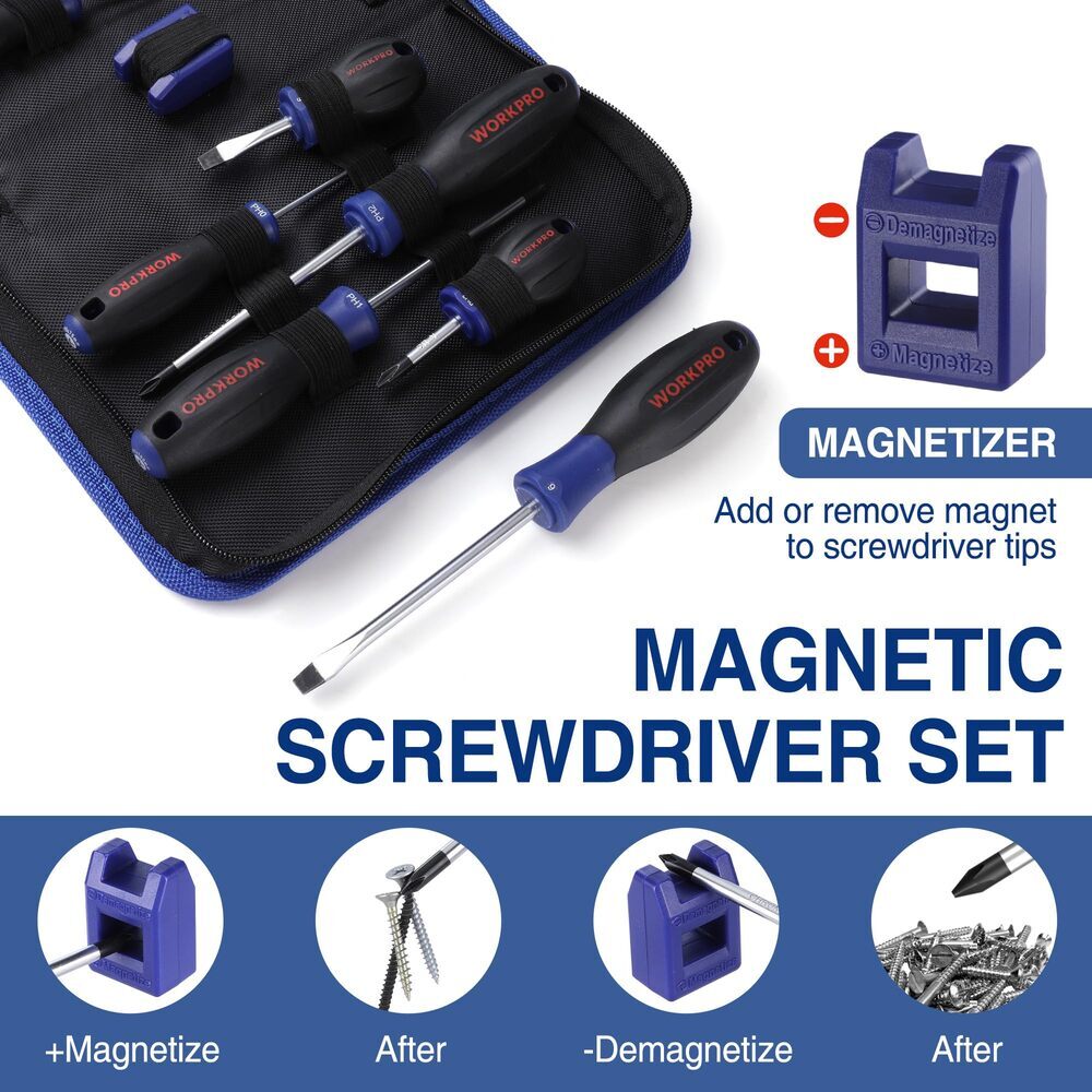 WORKPRO 10-Piece Magnetic Screwdriver Set Phillips Slotted Flat Head Screwdriver