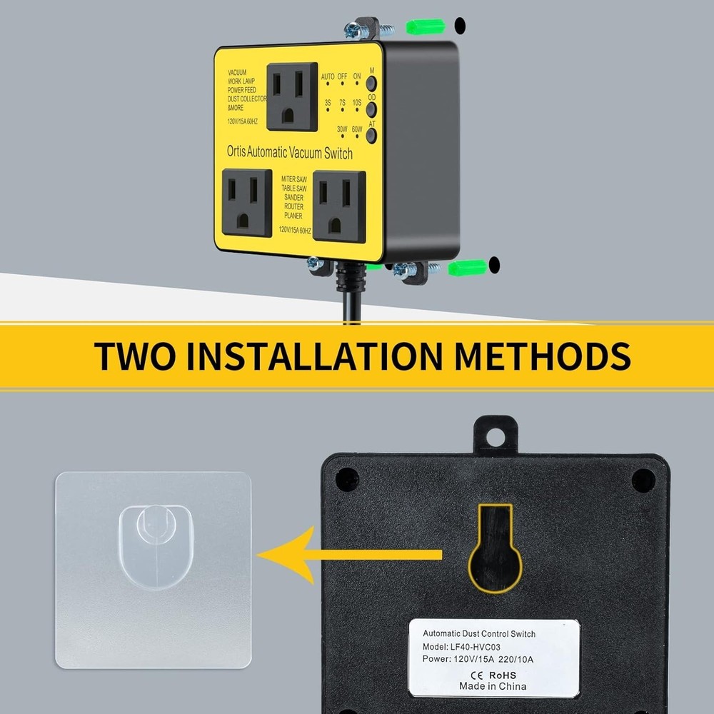 Automatic Vacuum Switch Extra Outlet Dust Control Delay On/Off Power Tools