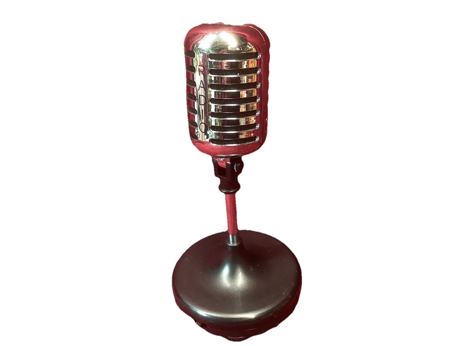 Vintage Chrome Deco Mike Microphone Am Fm Radio OTA-80 In Box Works Good