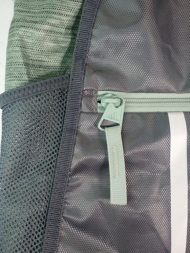 Adidas Gym Bag Backpack Gray & Mint BookBag Work Out Draw String Pockets