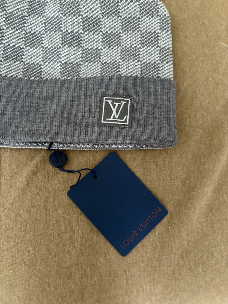 Gray Check Winter Beanie