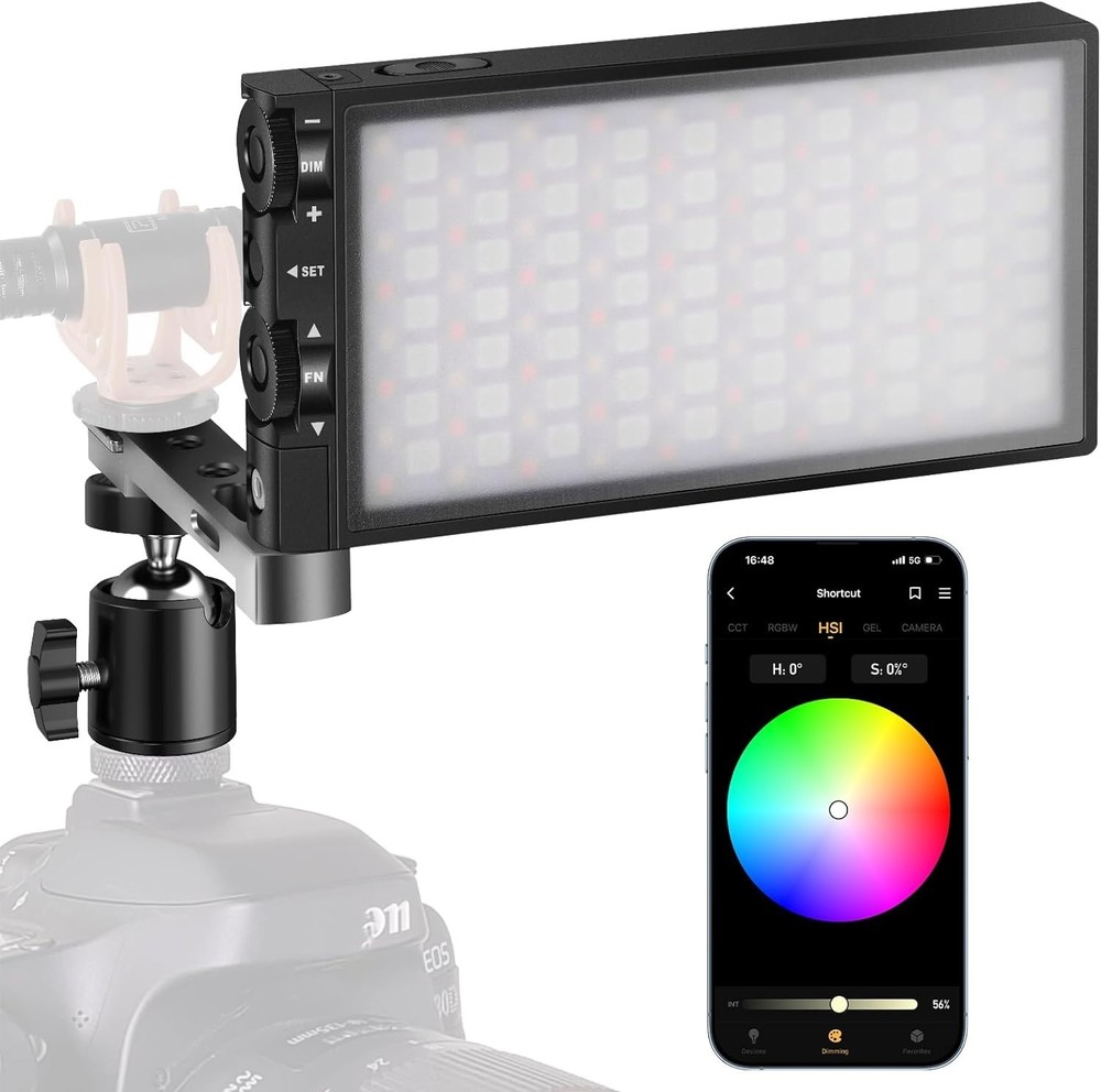 Portable 12W LED Camera Light, 10 Lighting Effects, CRI≥97