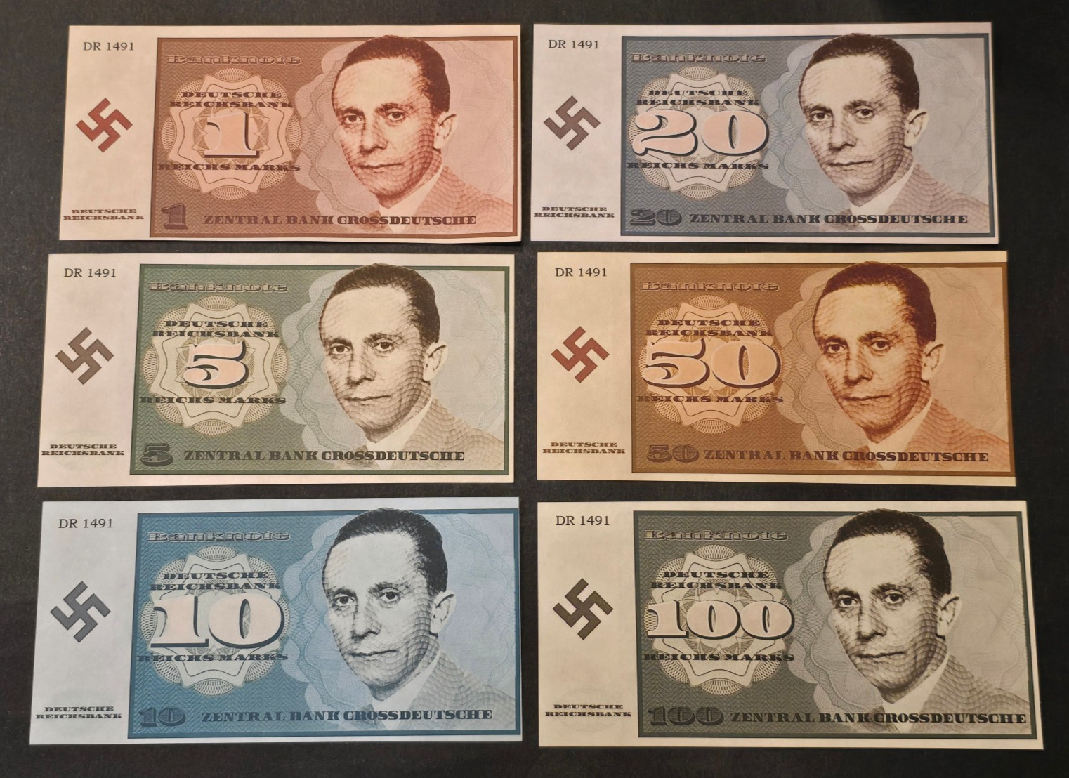 WW2 WWII German The Minister currency Reichsmark Banknote collection set