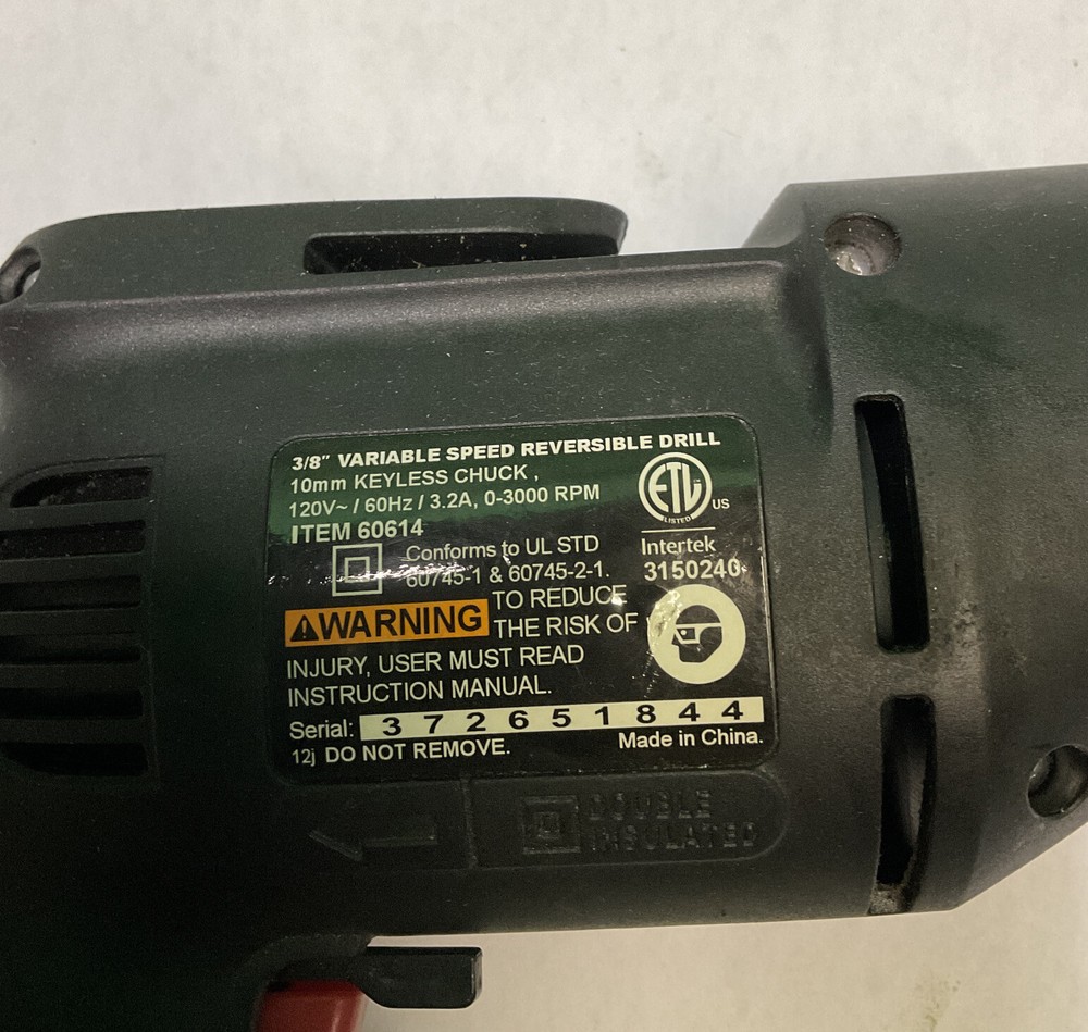 DRILL MASTER 3/8" VARIABLE SPEED REVERSIBLE Corded DRILL 60614