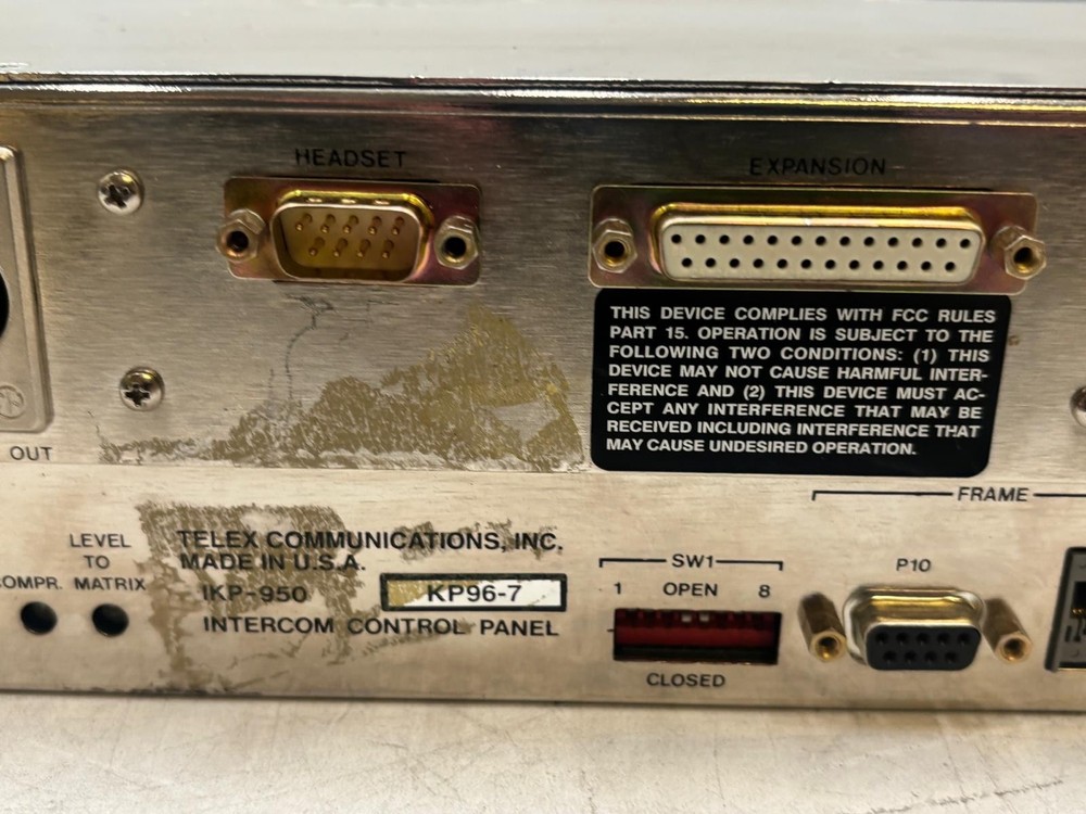 RTS by Telex Matrix Intercom System KP96-7 Intercom Control Panel