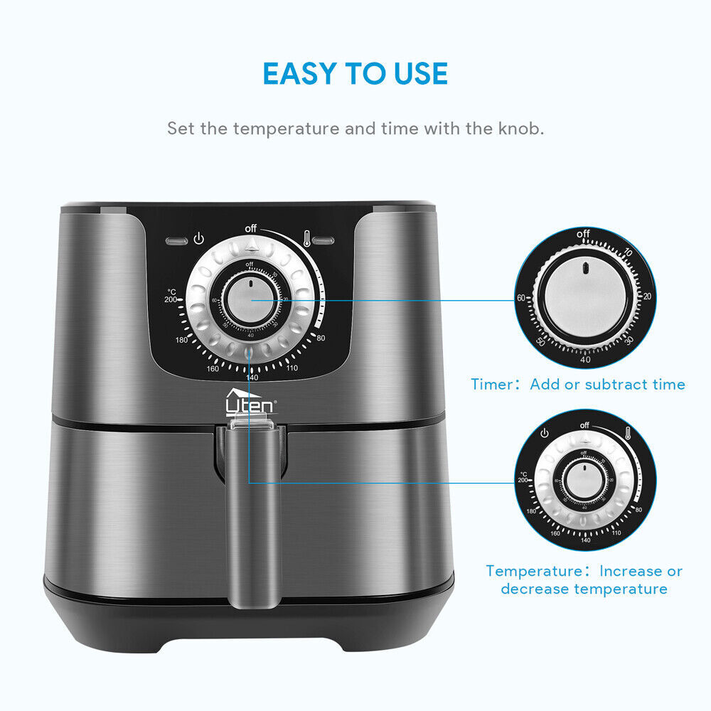 Uten Air Fryer 5.8Qt Large Capacity 5.5L Smart Electric Hot Airfryer Oven Cooker
