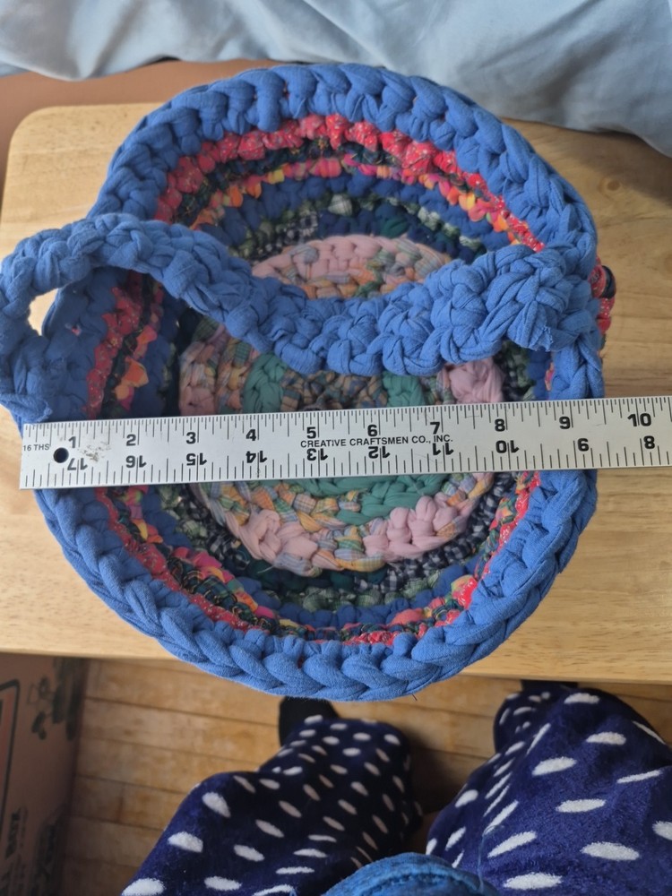 Handcrafted Crocheted Basket Multicolored
