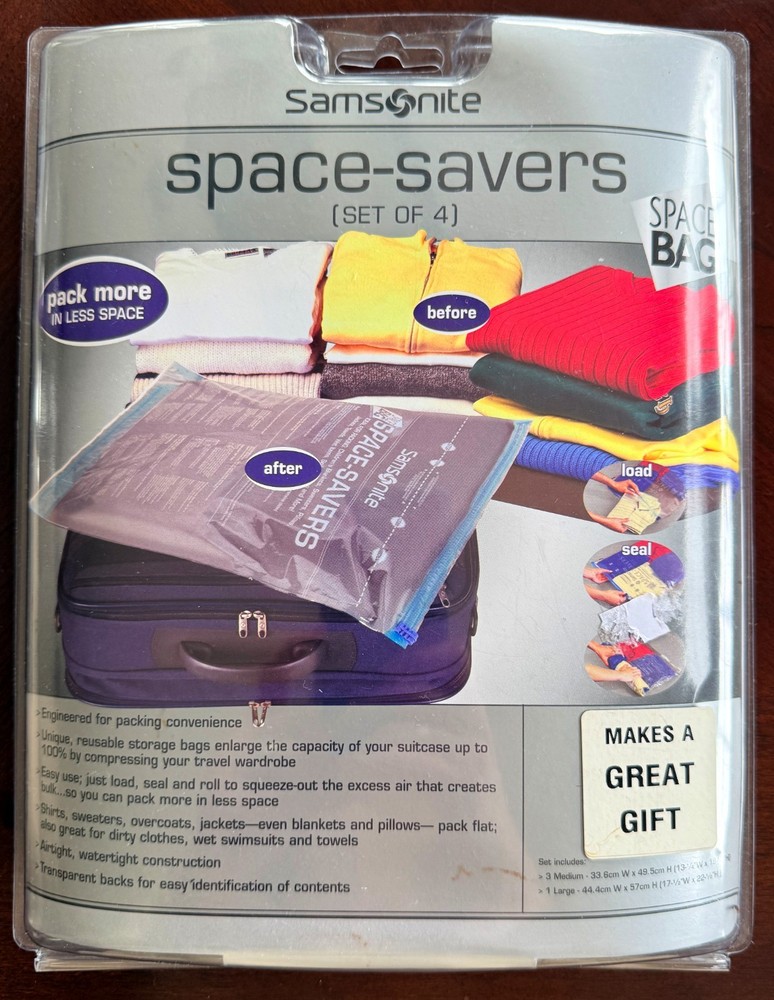 Samsonite Space Savers Bag Set Includes 4 Bags, 3 Medium and 1 Large
