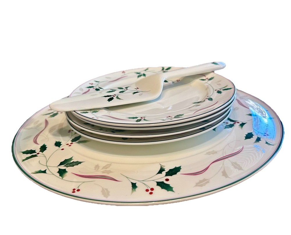 Mikasa Christopher Stuart Holiday Splendor Cake Plate Server Four 8.5” Dessert