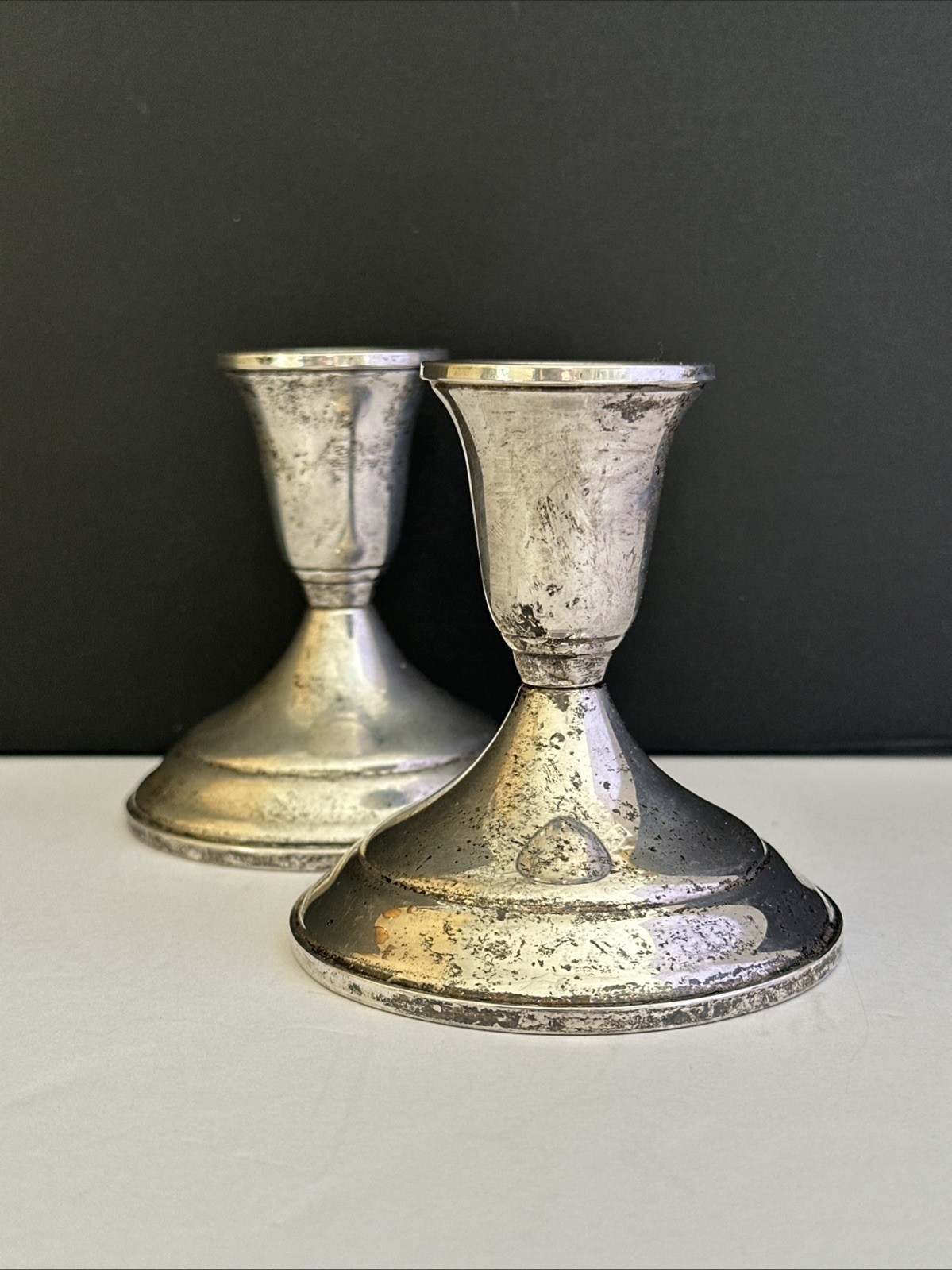 Pair Towel weighted Sterling Silver Candlesticks Candleholders Classic