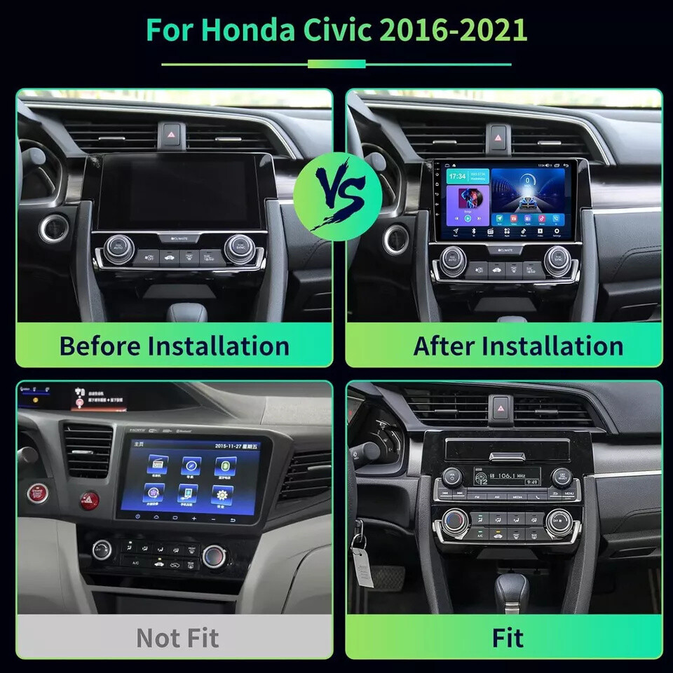 Android 13 Carplay Car Stereo Radio GPS WIFI For Honda Civic 2016-2020 Head Unit