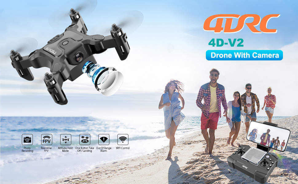 4DRC-V2 RC Quadcopter Mini Drone Foldable Wings WIFI FPV With Camera Bundle Kit!