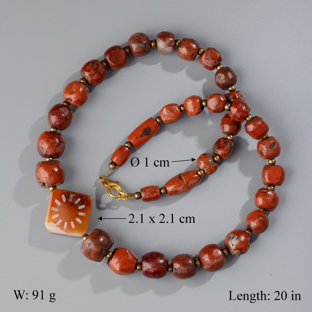 Ancient Bronze Age Jasper Bead Necklace