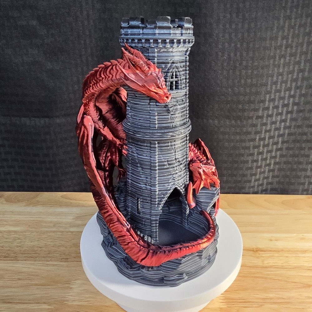 Twin Dragons Dice Tower, DND, 3D Printed Items