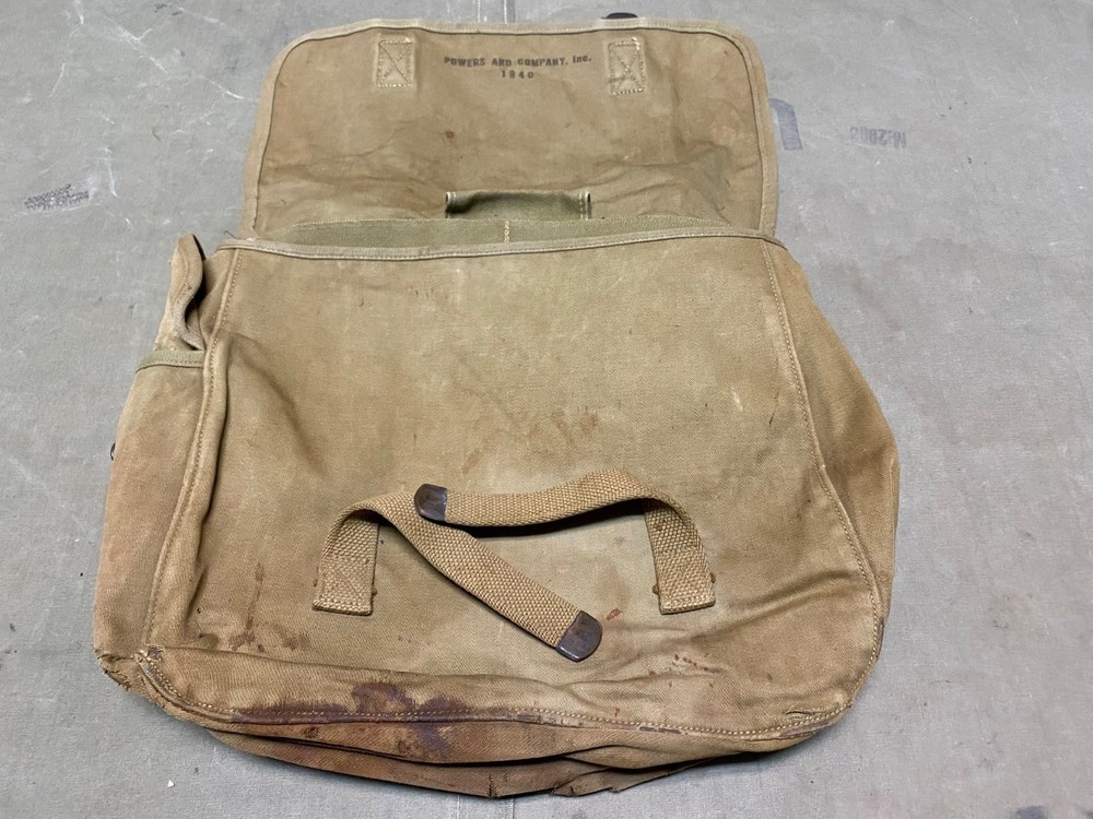 ORIGINAL WWII US AIRBORNE PARATROOPER M1936 MUSETTE JUMP BAG- 1940 POWERS CO