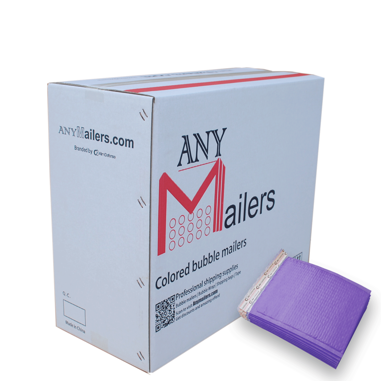 AirnDefense 1000 #0 6.5X10" Purple Poly Bubble Mailers Shipping Padded Envelope