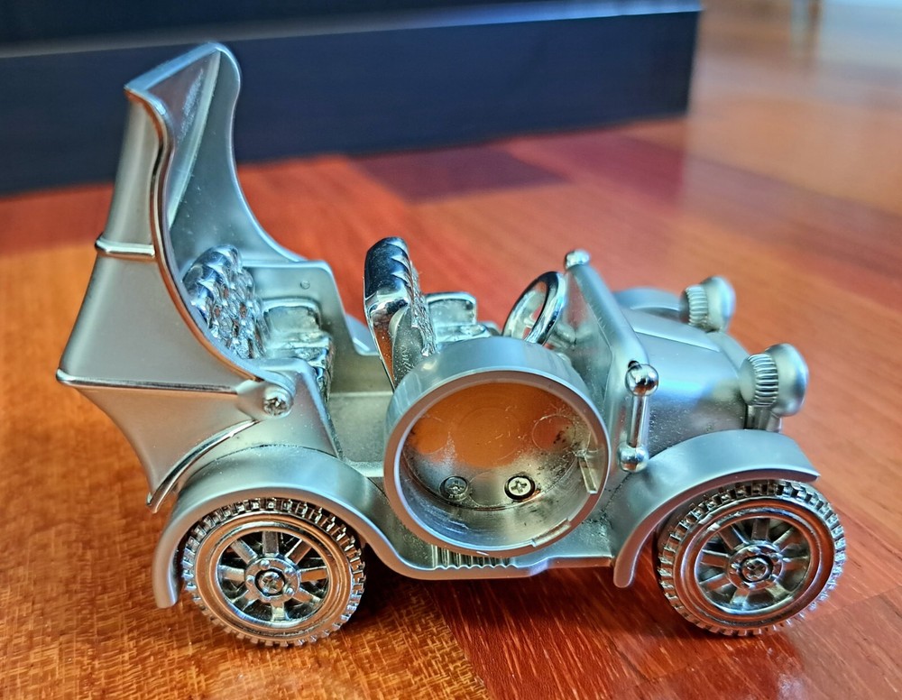 Vintage Platinum Miniature C331 Silver Classic Car Clock, Missing Clock