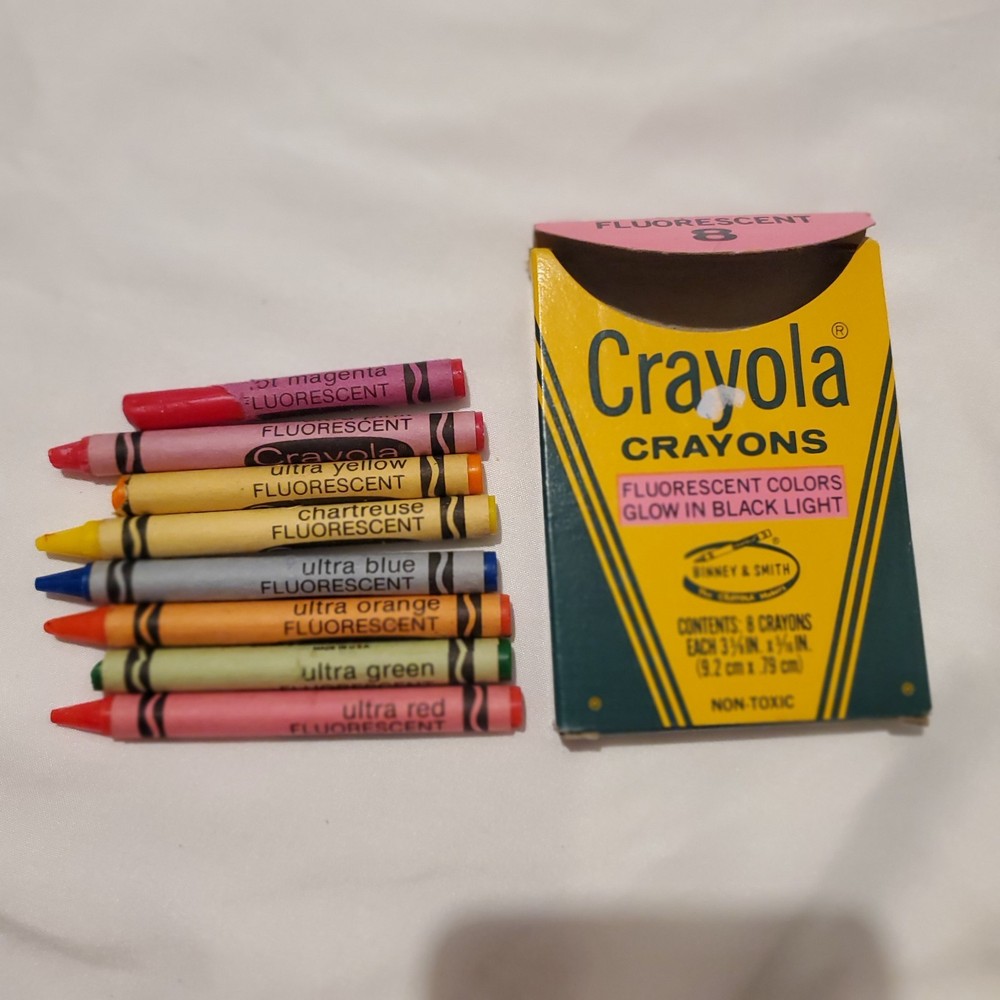 Crayola Fluorescent Crayons Binney & Smith 8 Count used Blacklight