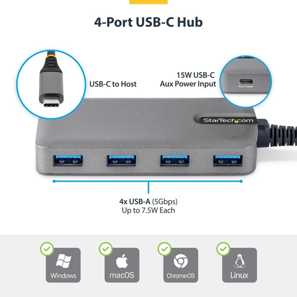 4-Port USB-C Hub, 5Gbps
