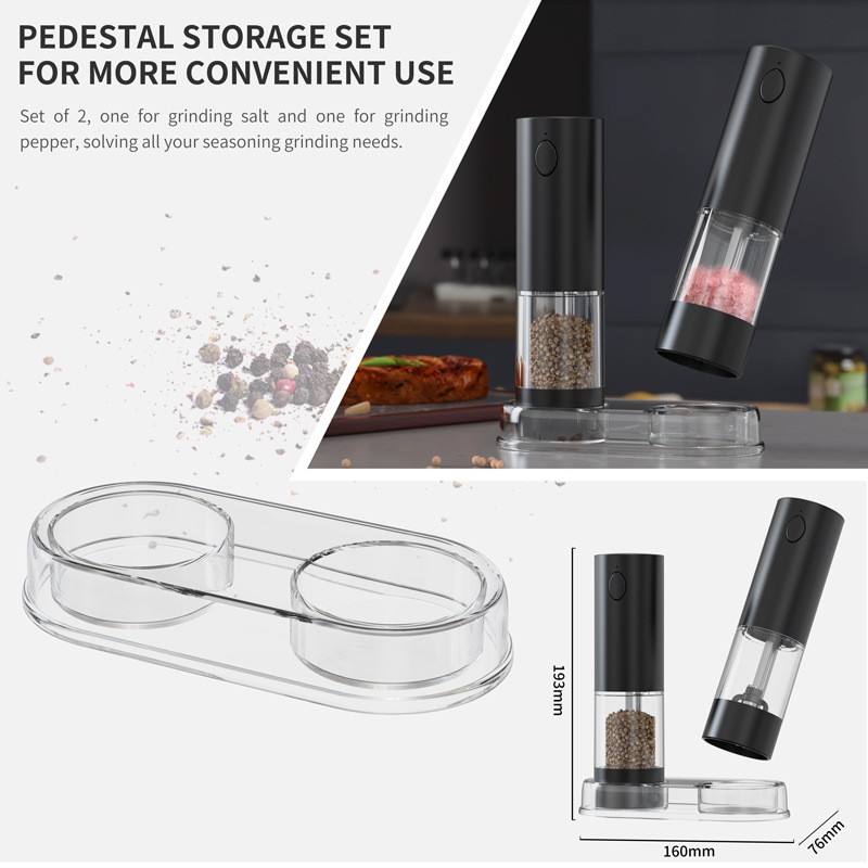 2 Pack Automatic Electric Salt Pepper Grinder Set with Adjustable Coarseness