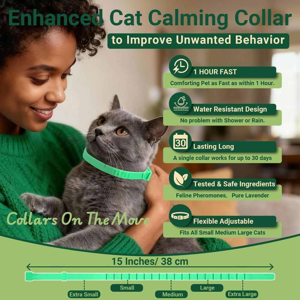 Cat Calming Kit: 2 Diffusers, 2 Refills, & 2 Collars - Stress & Anxiety Relief