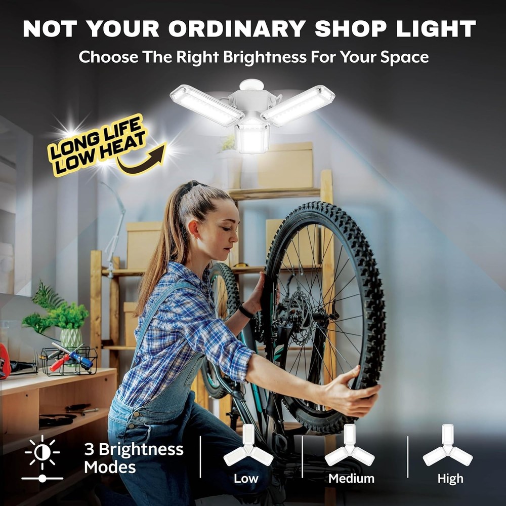 Bell + Howell Hex Bulb E26 LED Garage 6 Panel Ceiling Light 8K Lumen Multi Panel