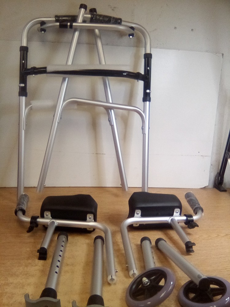 Foldable Standard Walker With Front Wheels And Armrest