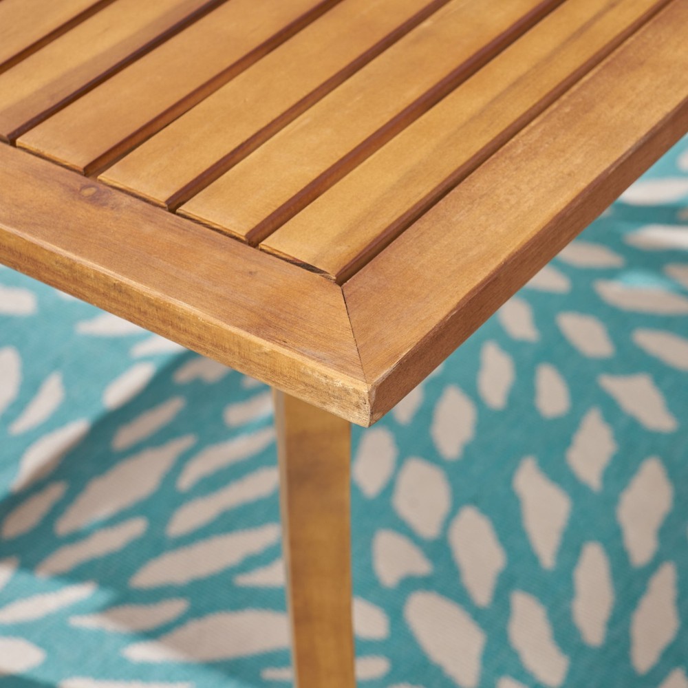 Kaur Patio 6-Seater Acacia Wood Dining Set with Rectangular Dining Table ...