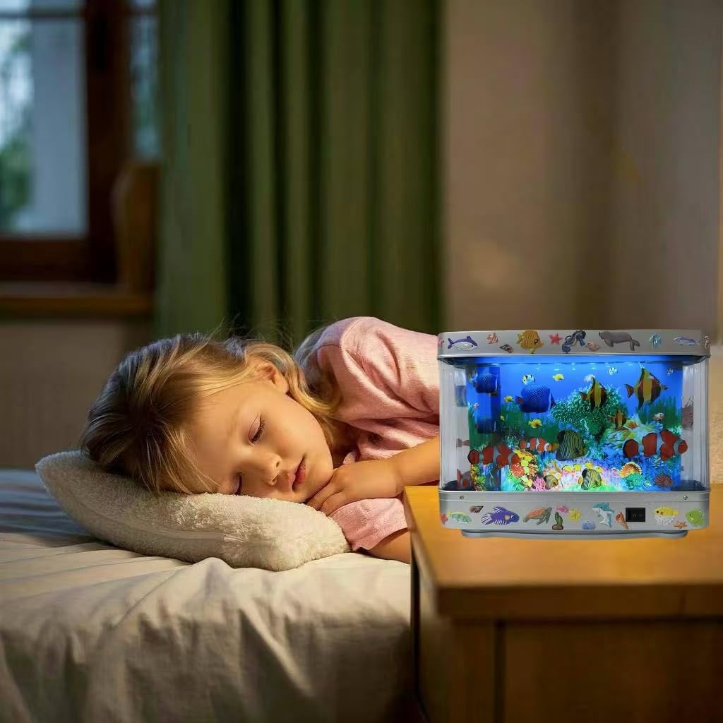 Fake Fish Tank Lamp - Moving Aquarium Night Light with Virtual Ocean Effect, ...