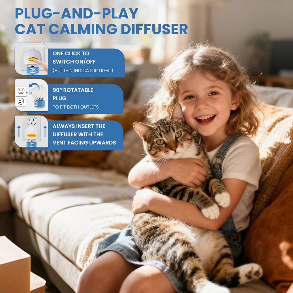 Yirr Cat Calming Diffuser, 4 in 1 Kitten Pheromones 2Diffuser 2Refill