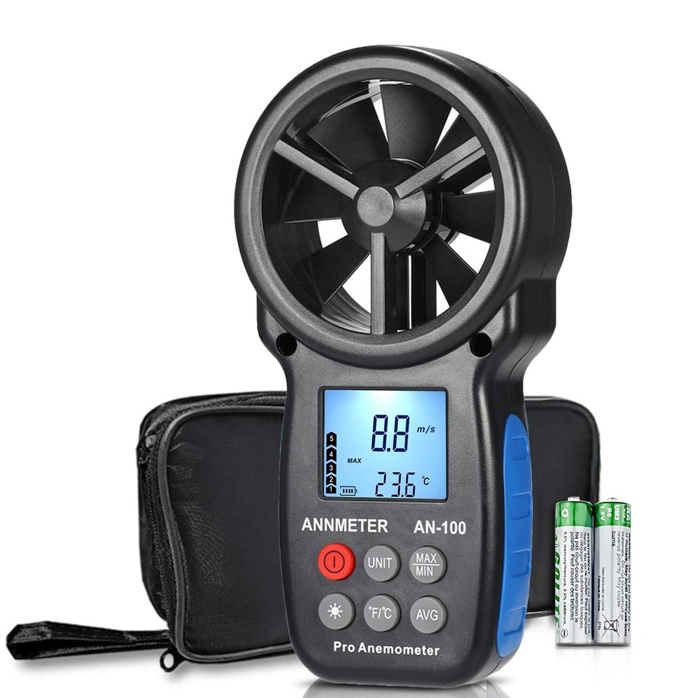 Wind Speed Meter - Air Flow Velocity, Wind Temperature - HVAC CFM Calculation,