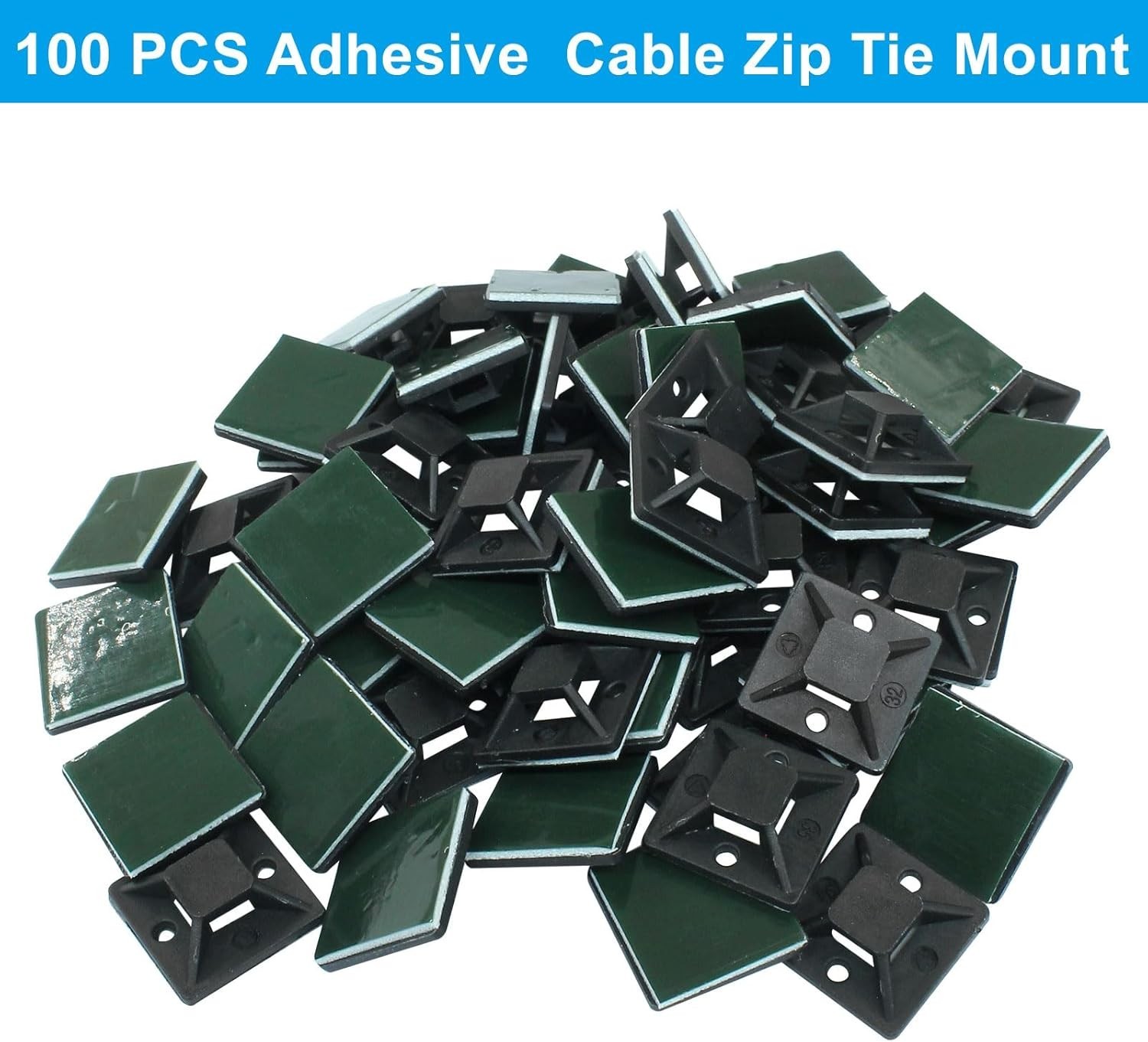 Self Adhesive Cable Tie Mounts 3M Strongly Adhesive Backed Zip Tie Base Holders