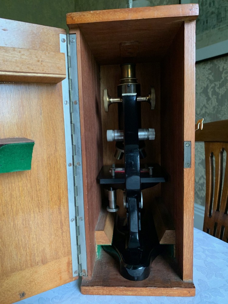Antique C. Baker - Brass Monocular Microscope - circa 1920s, Cased