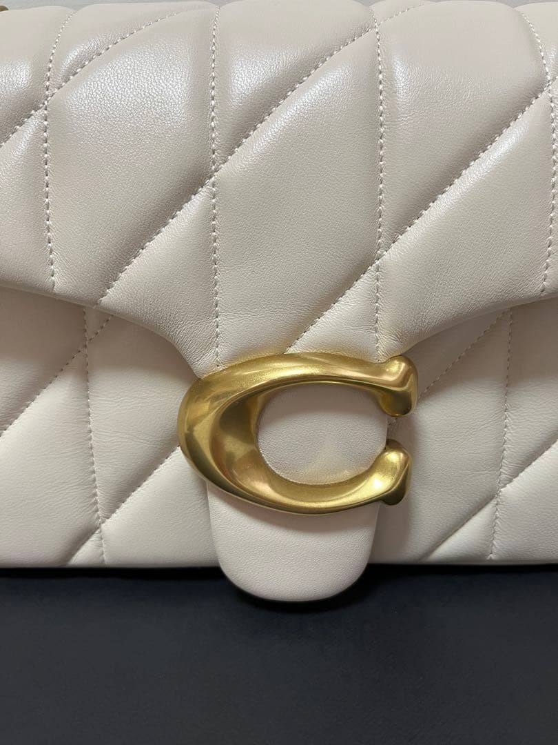 COACH CP150 Tabby 26 Quilted Shoulder Bag Leather White/Gold NWT