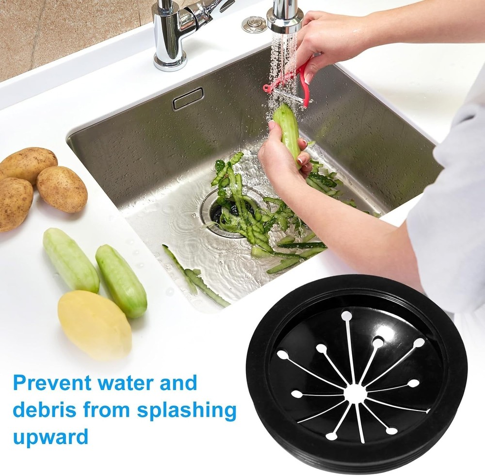 Garbage Disposal Splash Guard 3 Inch Rubber Drain Insert 3-Pack Black for Sink