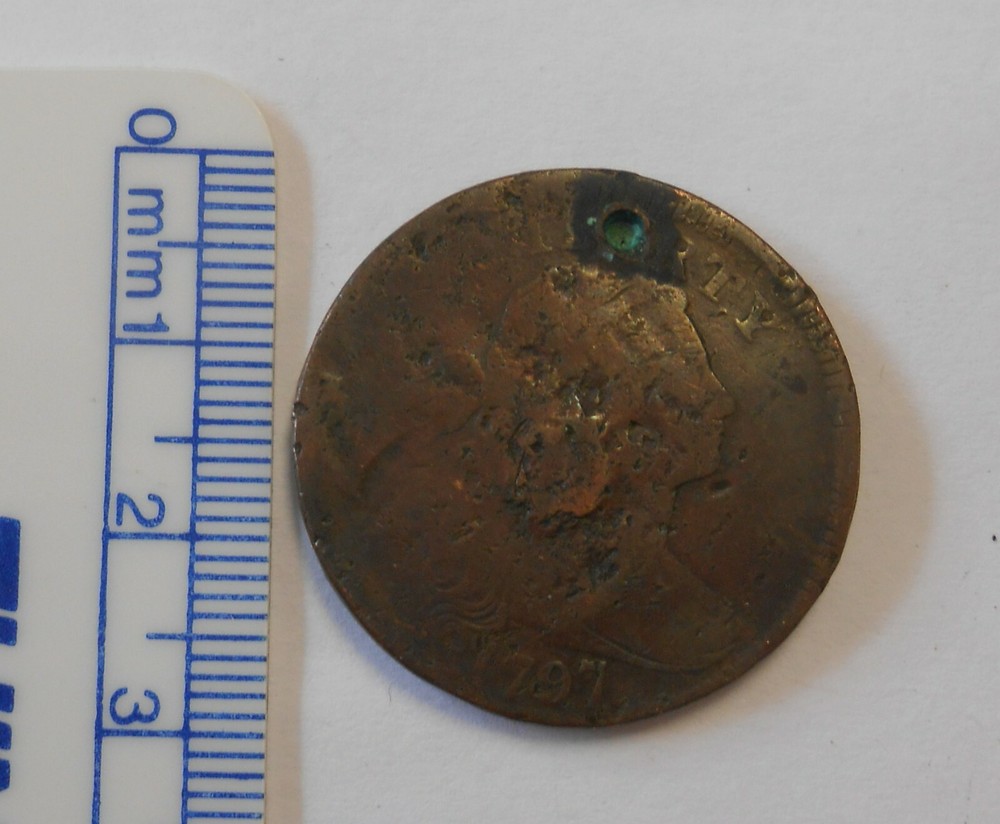 1797 US Draped Bust Large Cent Hole in Top As Shown