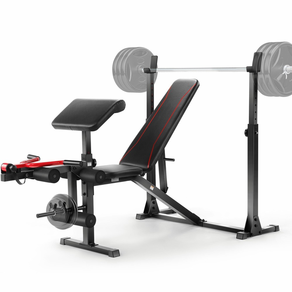 Adjustable Weight Bench Set 900LBS Multi-functional Bench Press Set w/Squat Rack