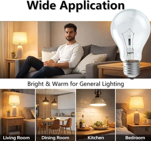 75 Watt Incandescent Light Bulbs, A19 Frosted Incandescent Rough Service Light