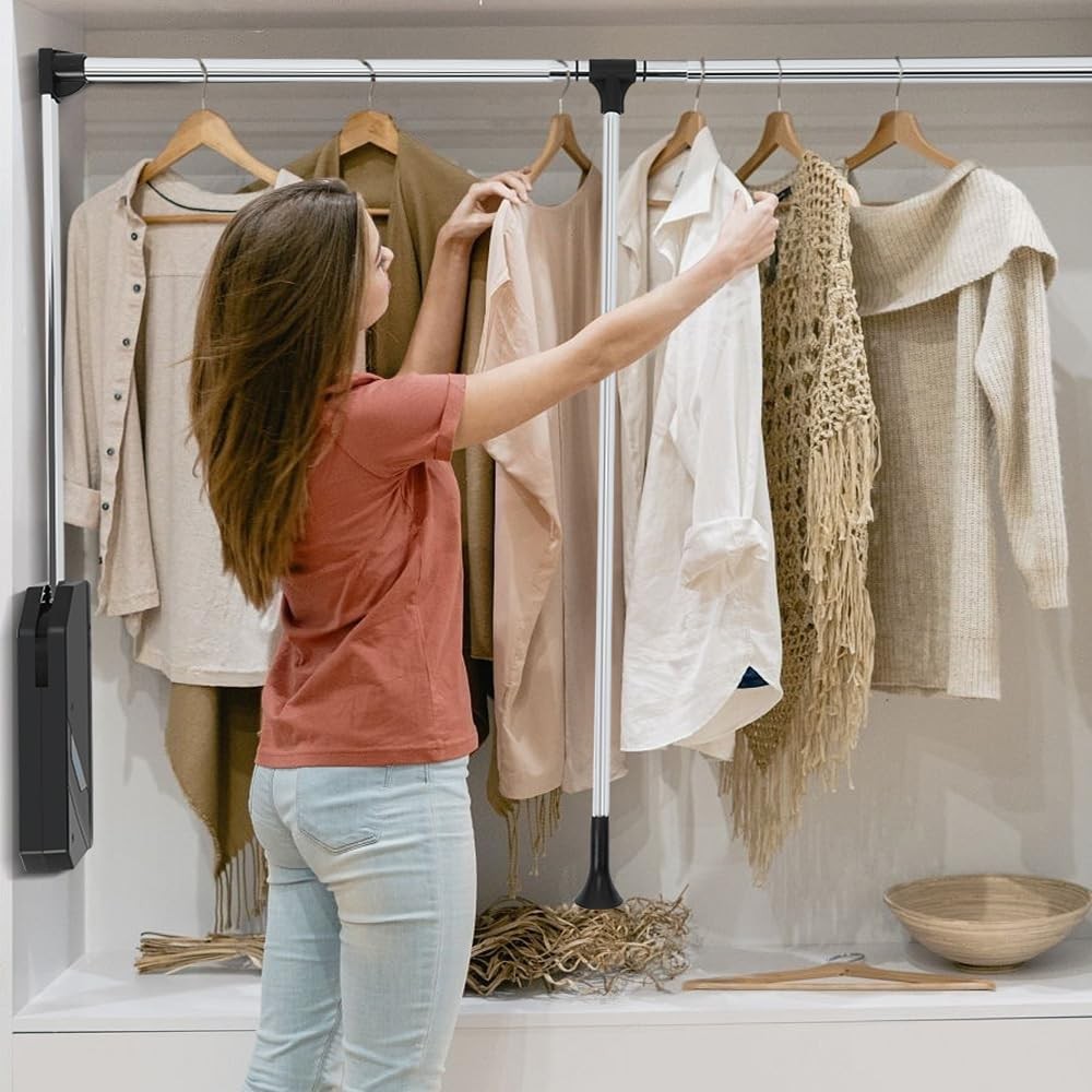 Pull Down Closet Rod, 60 lbs Load Capacity, 1 Pack - 35" ~ 46.2", Black